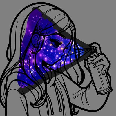 a realistic girl spray painting