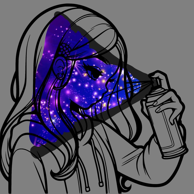 a realistic girl spray painting