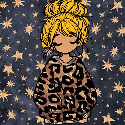 girl with baggy sweatshirt and messy bun