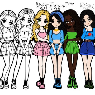 a group of girls realistic