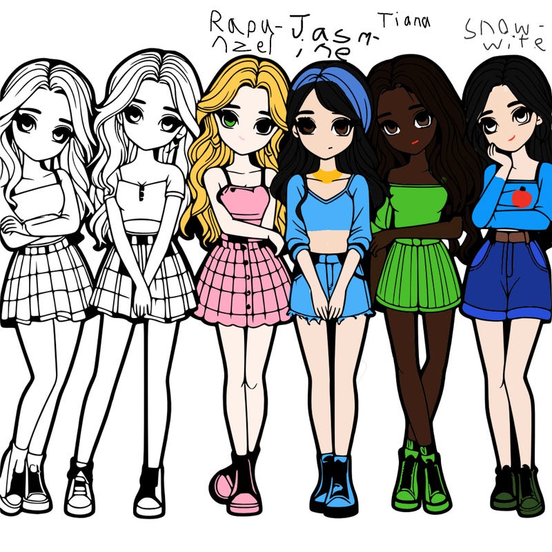 a group of girls realistic