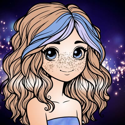 realistic girl with wavy hair