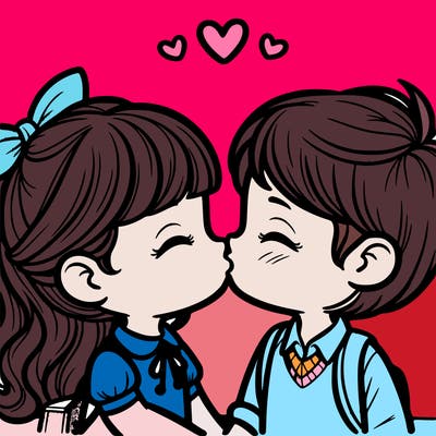 boy and girl kissing