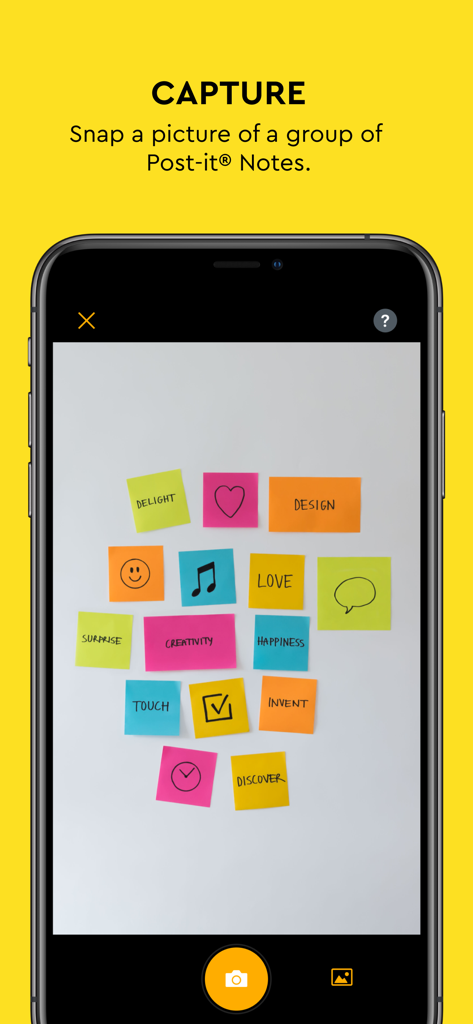 Post-it® - Schermata dello smartphone che mostra la funzione di acquisizione dell'app Post-it per digitalizzare più note adesive contemporaneamente