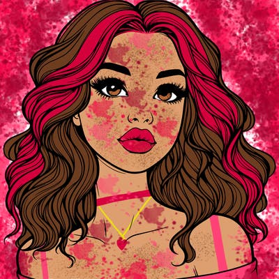 realistic girl with wavy hair and lips