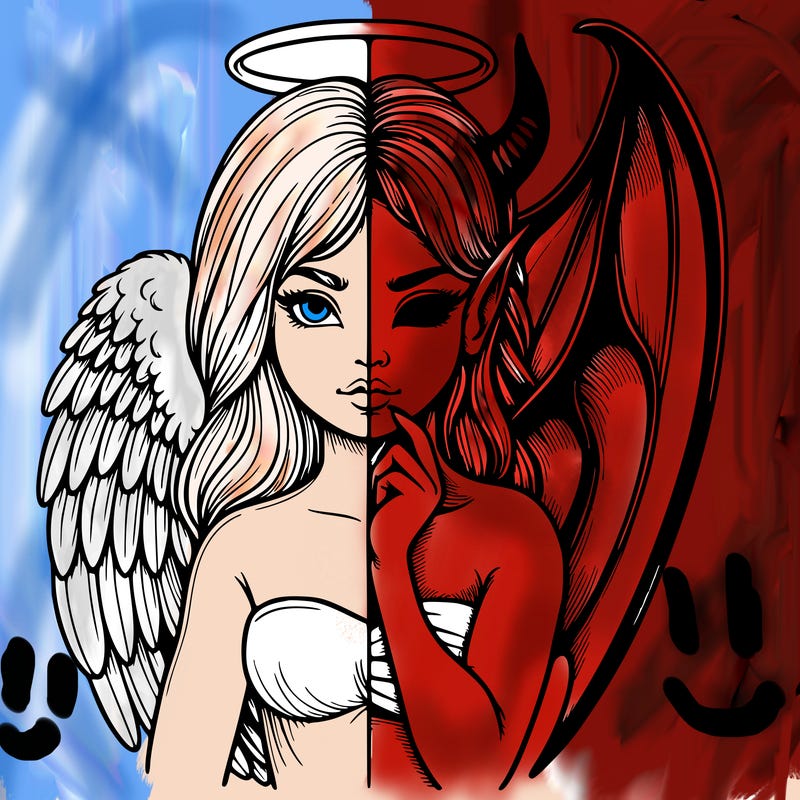 realistic angel half demon