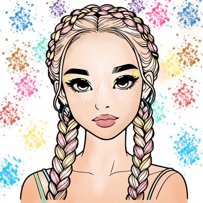 realistic girl with braids