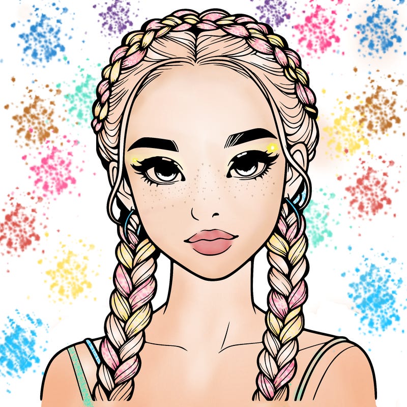 realistic girl with braids
