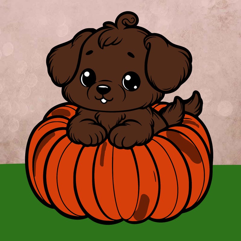 cute little puppy in a pumpkin