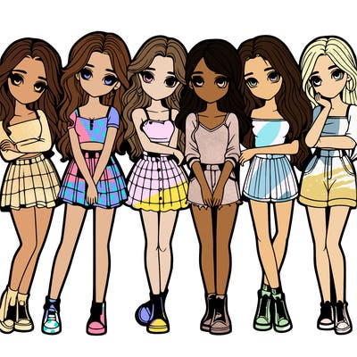 a group of girls realistic