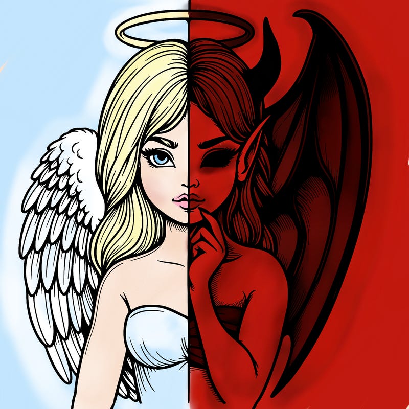 realistic angel half demon