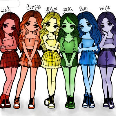 a group of girls realistic