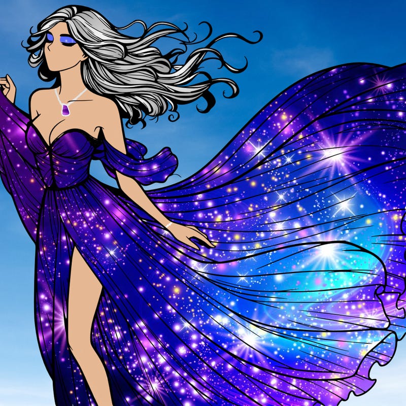 realistic woman in dress flowing the the wind