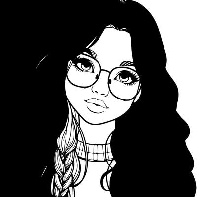 girl with long hair and freckles and glasses realistic