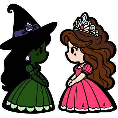 princess and witch facing each other