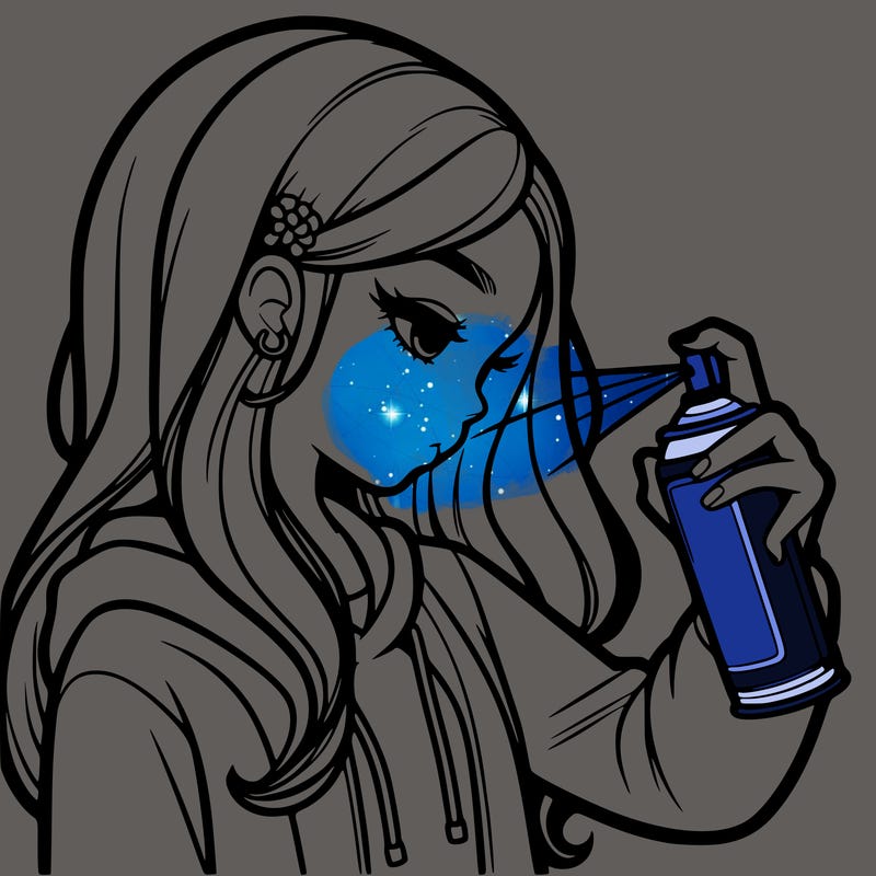a realistic girl spray painting