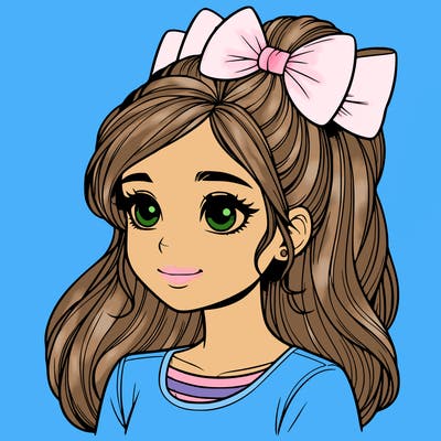 realistic girl with a bow in her hair
