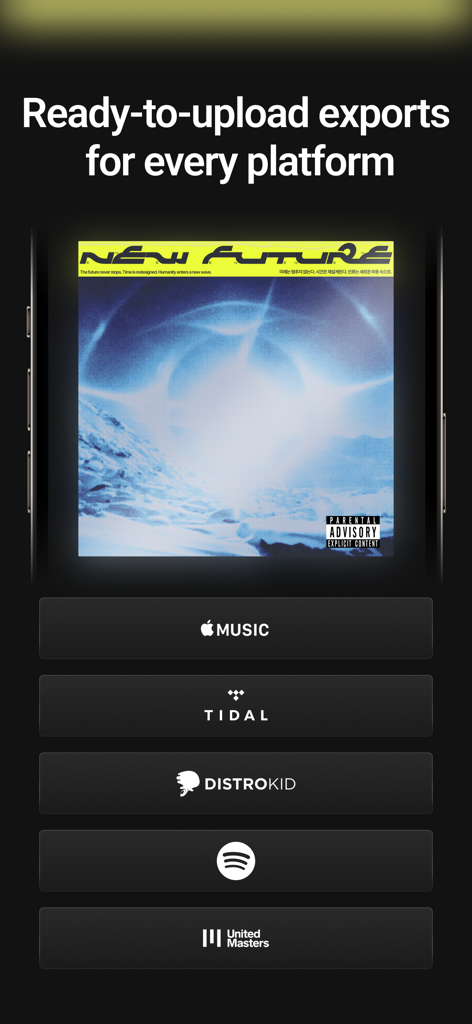 Album cover design ready for upload to Spotify Apple Music and DistroKid