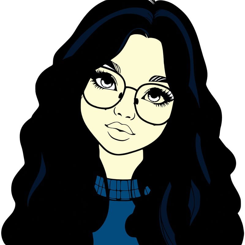 girl with long hair and freckles and glasses realistic