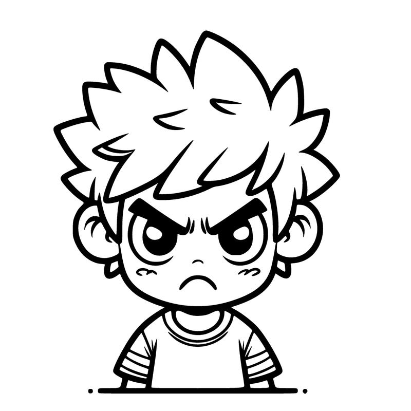 boy with spikey hair and angry look