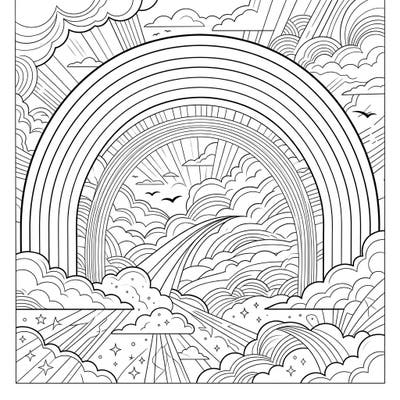 Dive into the fascinating world of atmospheric optics with this unique Supernumerary Bows coloring page. This intricate linear illustration invites you to explore the subtle beauty of nature's hidden rainbows.