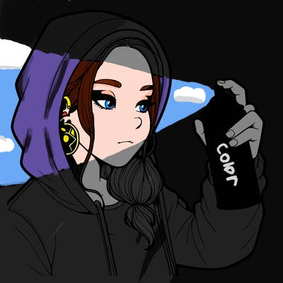 a realistic girl, spray painting