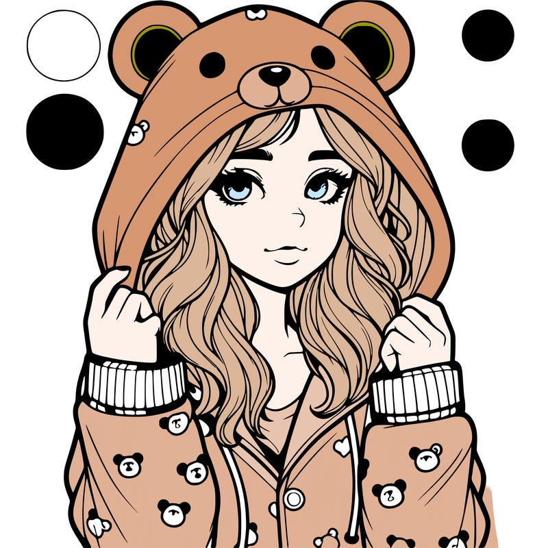 realistic girl in a animal pjs hoodie