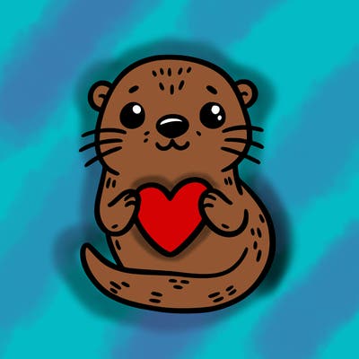 otter with a heart
