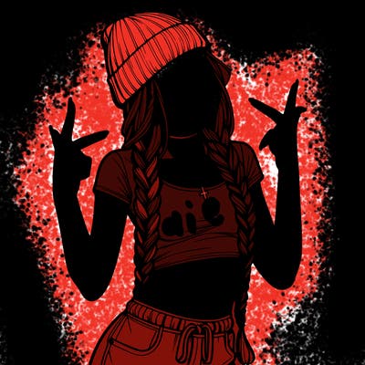 realistic teenage girl with braids and a beanie and crop top doing 🫶🏼