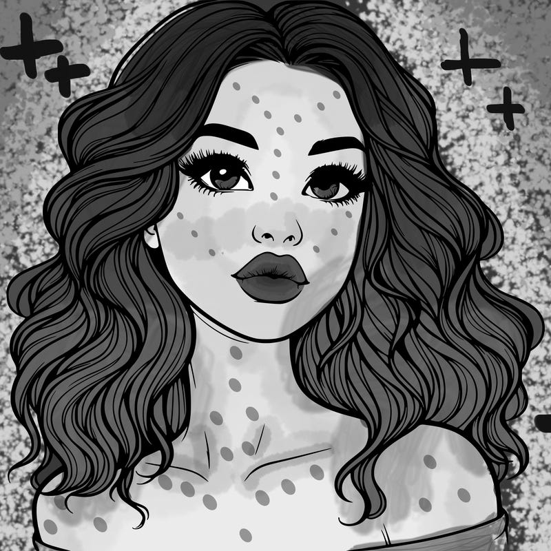 realistic girl with wavy hair and lips