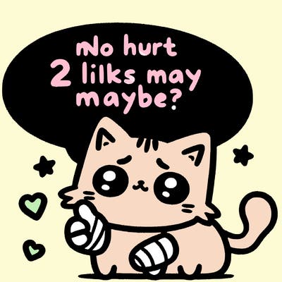 cute cat thats been hurt saiying 2 likes maybe
