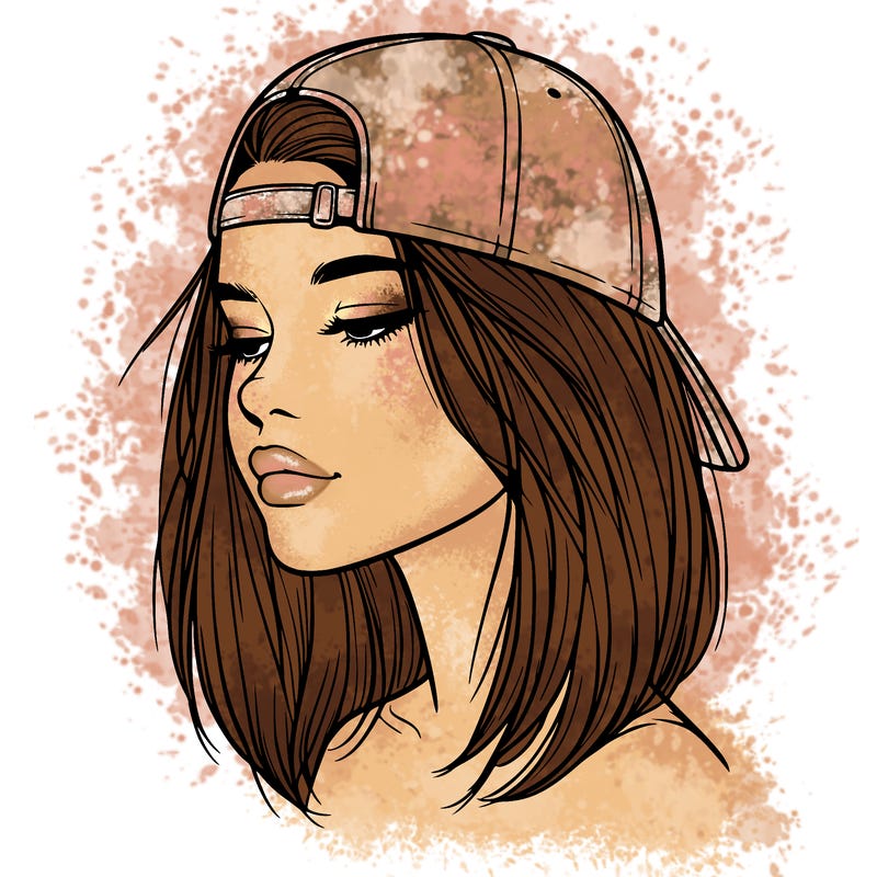 realistic  girl with a backwards hat