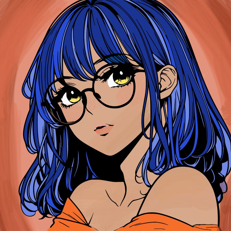 manga woman character with glasses and nice lips