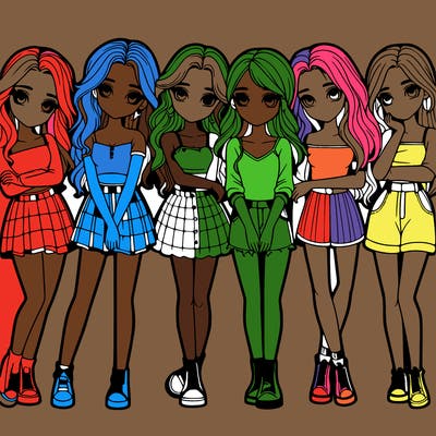 a group of girls realistic