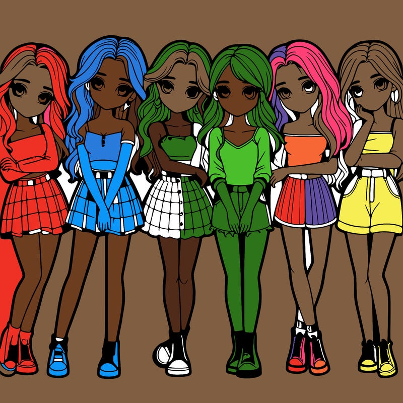 a group of girls realistic