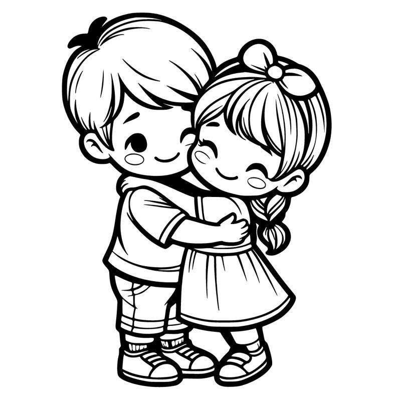 two siblings one boy one girl hugging each other