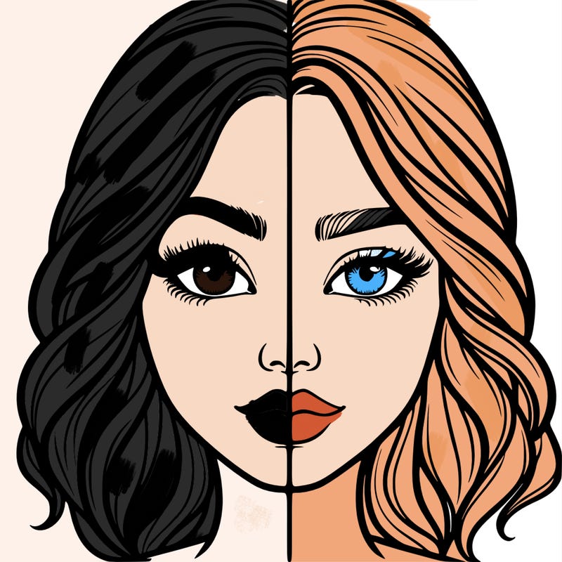 realistic girl split half