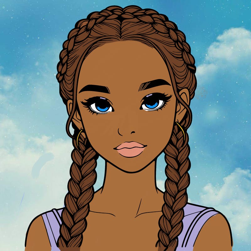 realistic girl with braids