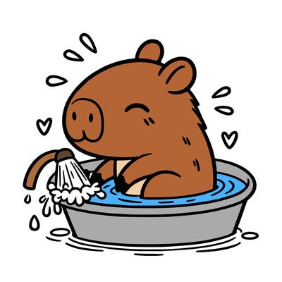 capybara taking a bath