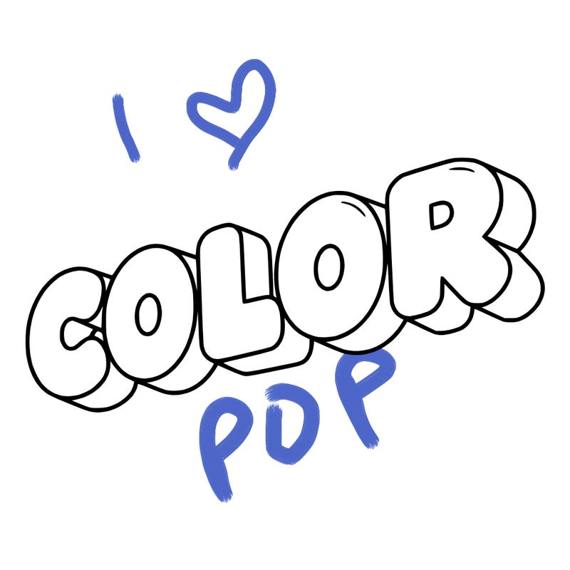 a sign that says color in bubble writing