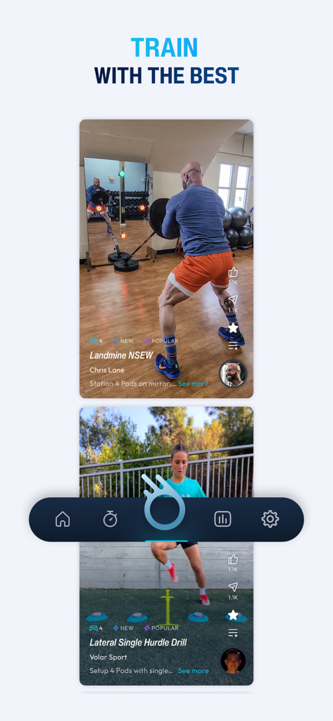 BlazePod - BlazePod app screen showing athletic training drills and community workout videos for reflex training