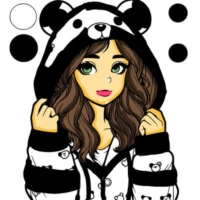 realistic girl in a animal pjs hoodie