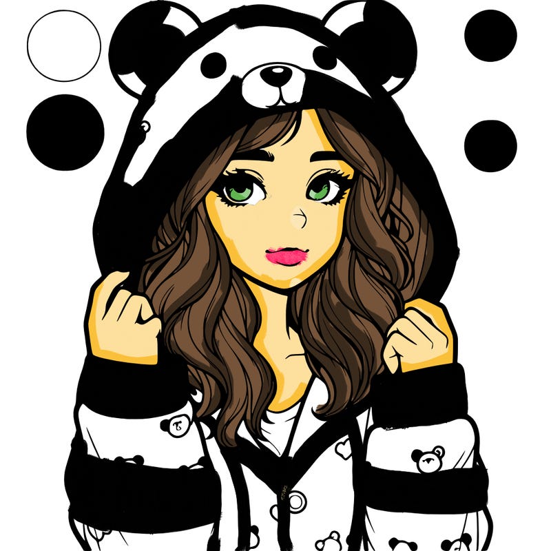realistic girl in a animal pjs hoodie