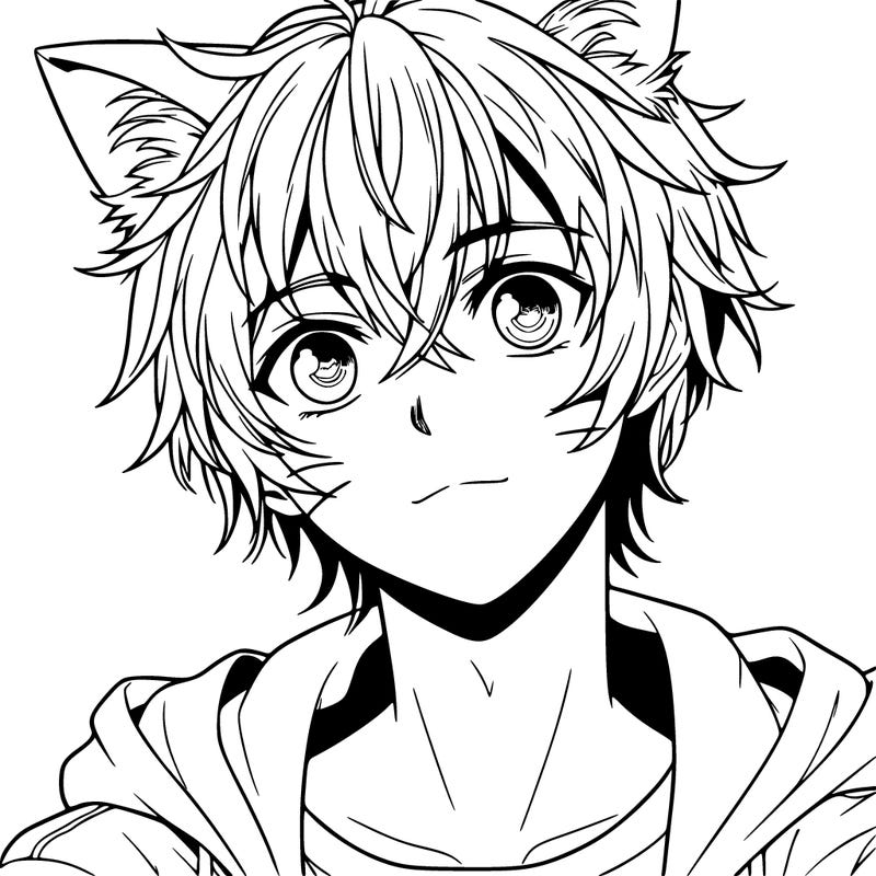 realistic anime cat boy