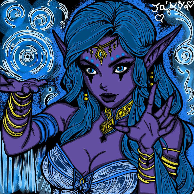 realistic scary beautiful elf sorceress casting spell