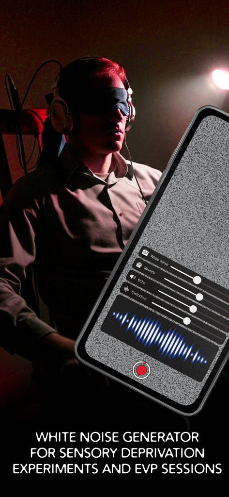 GhostTube VOX - A paranormal investigator using the GhostTube VOX white noise generator for sensory deprivation experiments and EVP sessions.