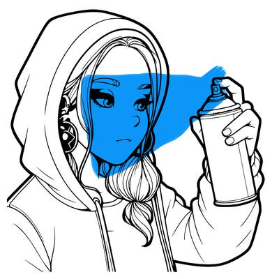 a realistic girl, spray painting
