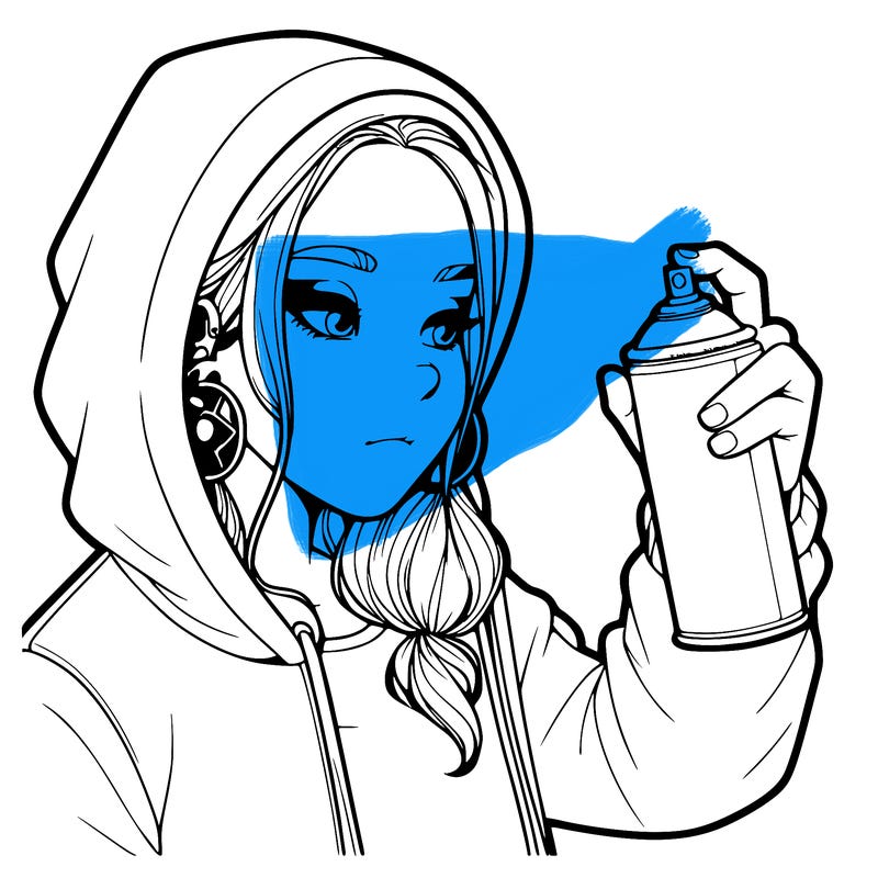 a realistic girl, spray painting