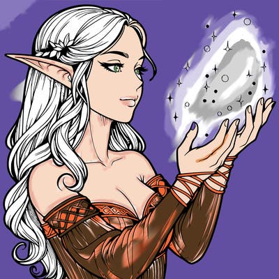 realistic elf girl doing magic