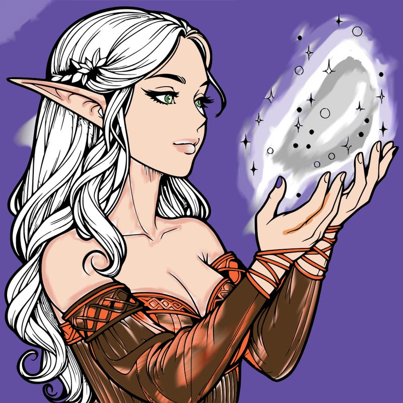 realistic elf girl doing magic